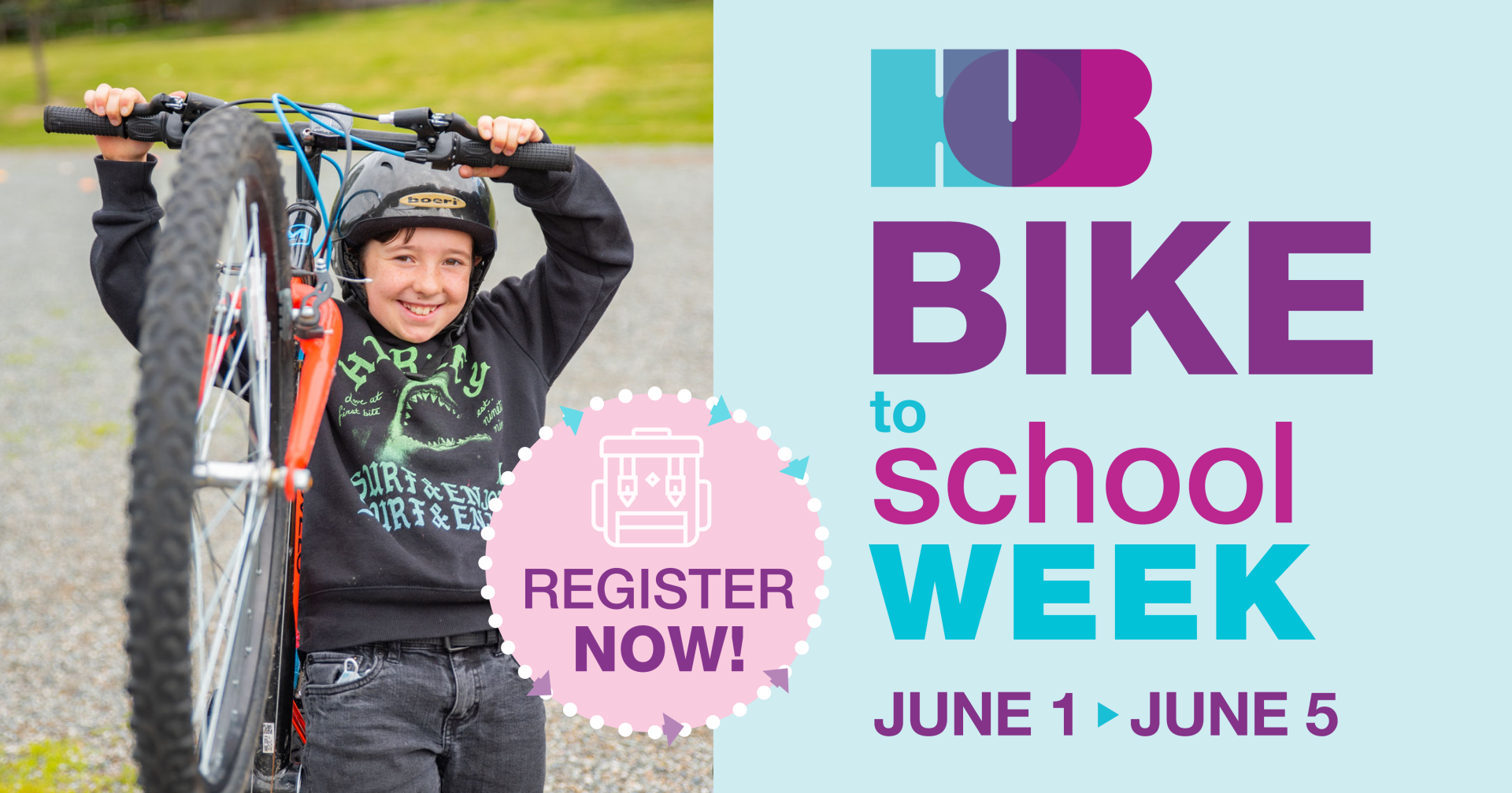 Bike to School Week social graphic, June 1-5
