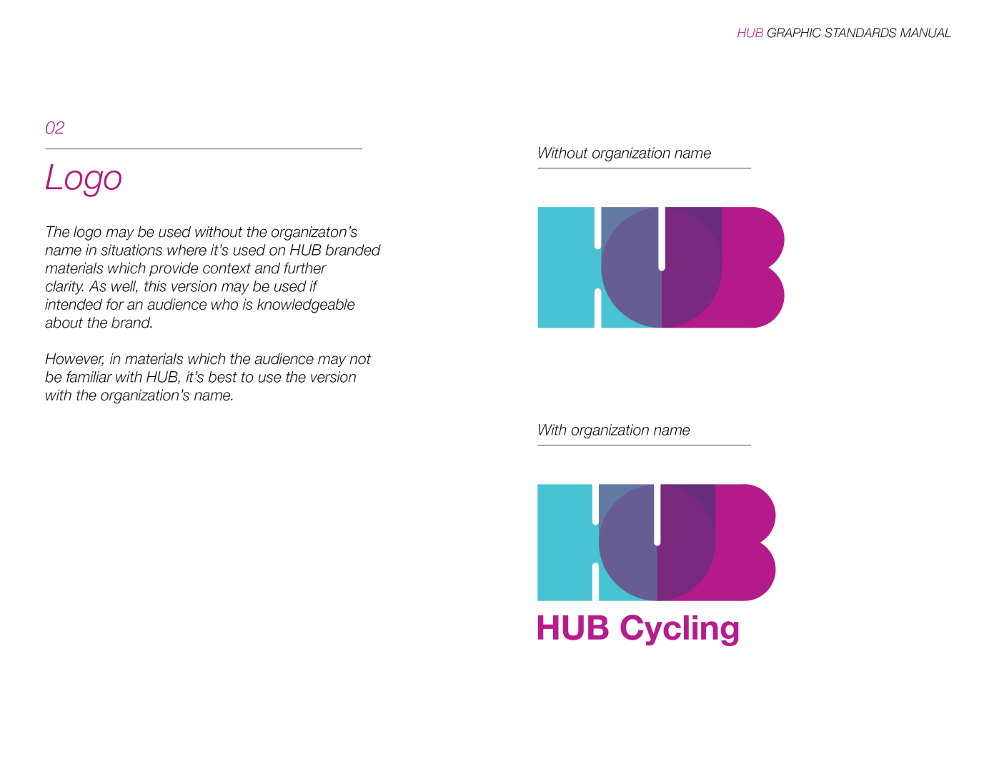 HUB Cycling logo standards.