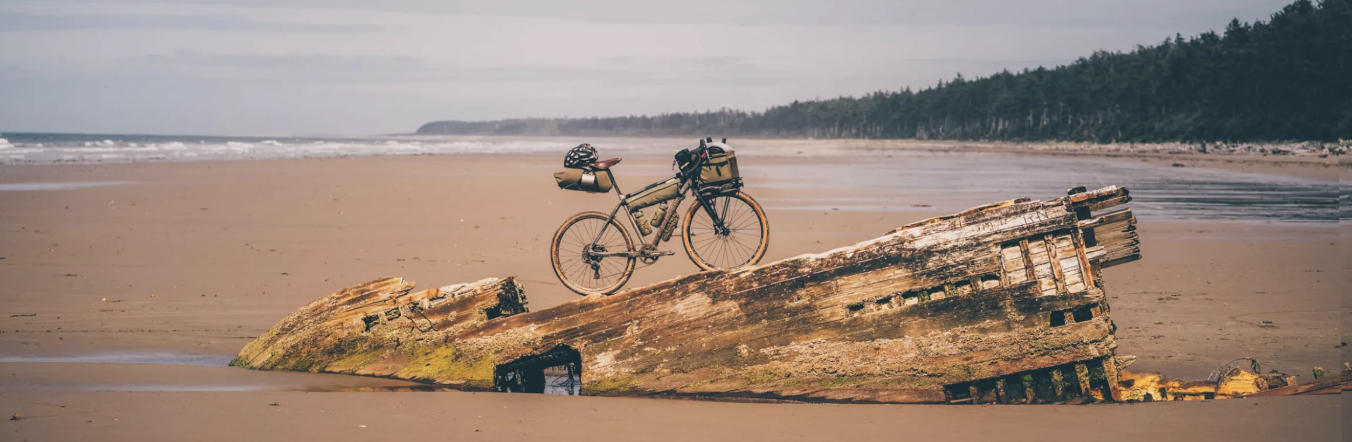 A bike on the beach in Haida Gwaii.