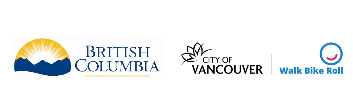 A logo slurry with the Government of B.C. logo, and City of Vancouver Walk Bike Roll.