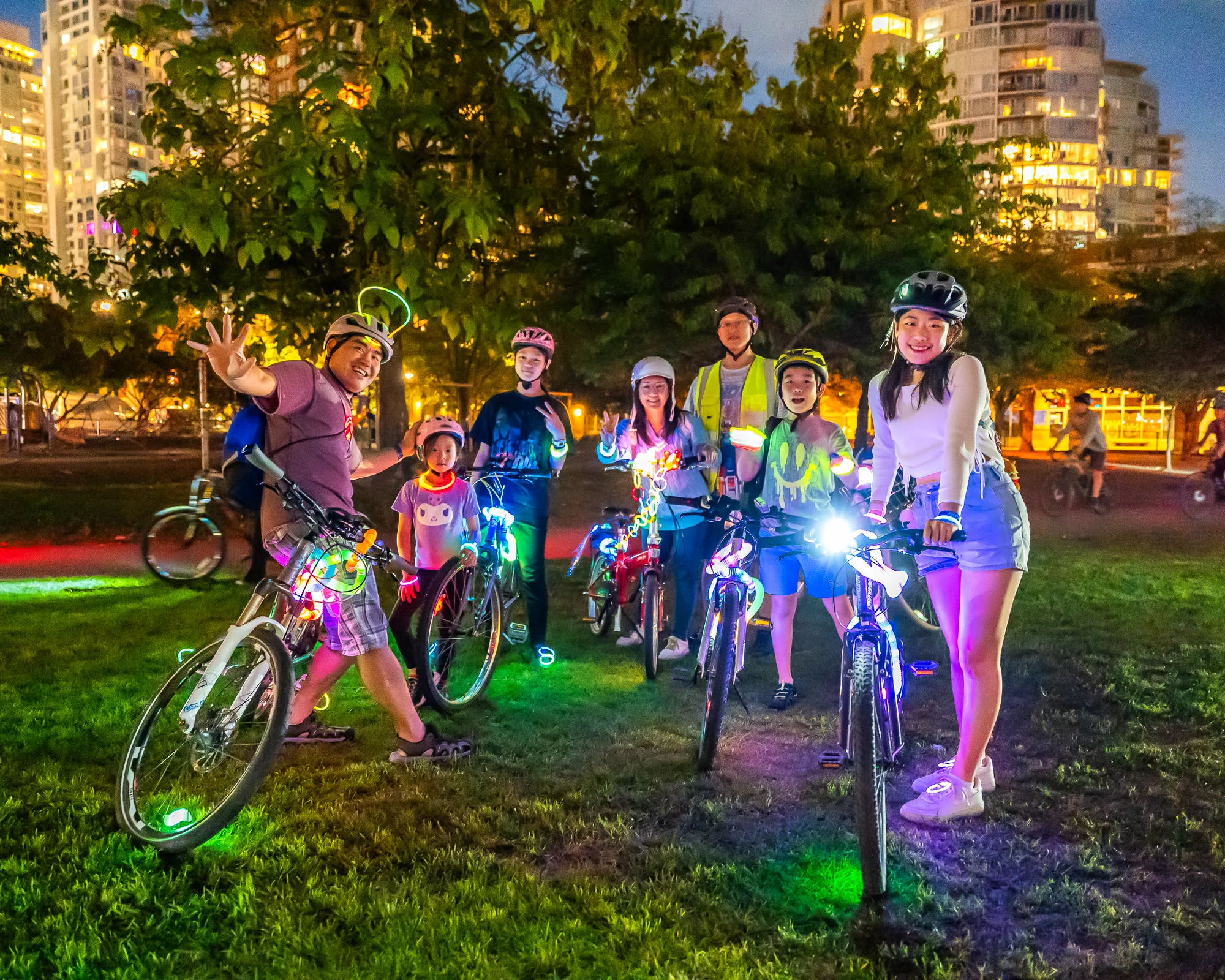 A group of people with their bikes at Bike the Night.